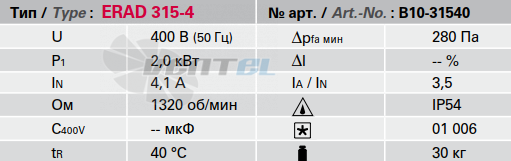 Rosenberg ERAD 315-4 - описание, технические характеристики, графики